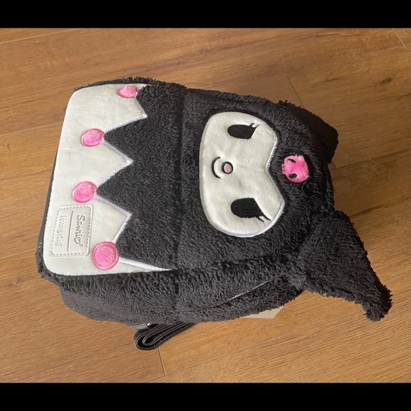 One Left! LOUNGEFLY (Sanrio)-NWT Fluffy Kuromi Mini Backpack - Picture 5 of 15
